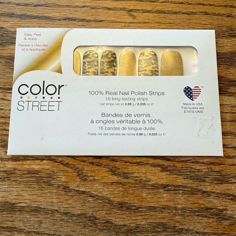 Color Street Green Gold Glitter Camouflage Nail Strips